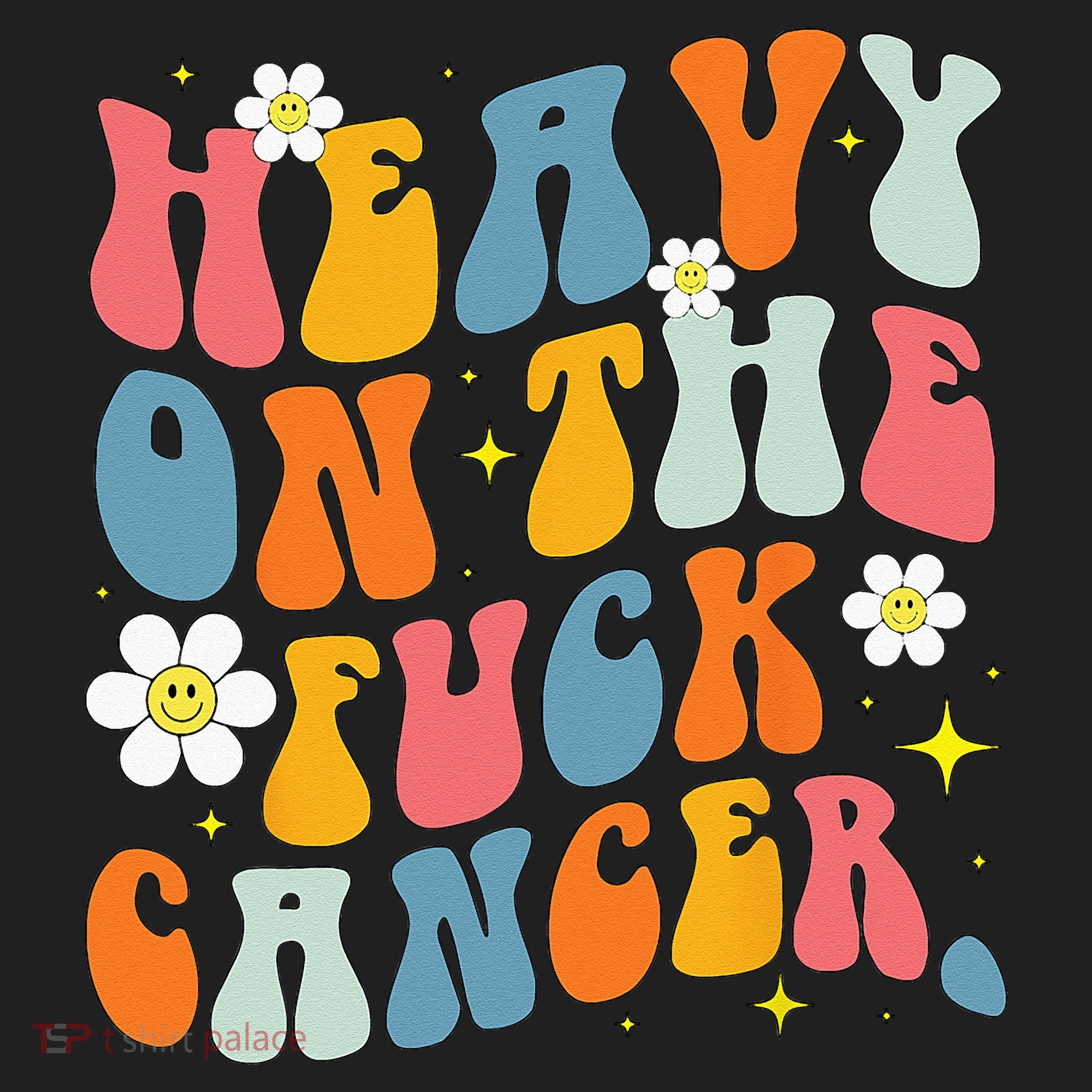 Retro Groovy Heavy On The Fuck Cancer Distressed Awareness Beanie