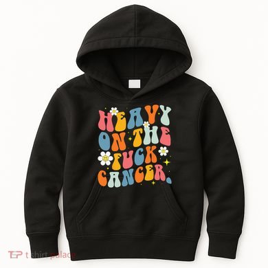 Retro Groovy Heavy On The Fuck Cancer Distressed Awareness Kids Hoodie