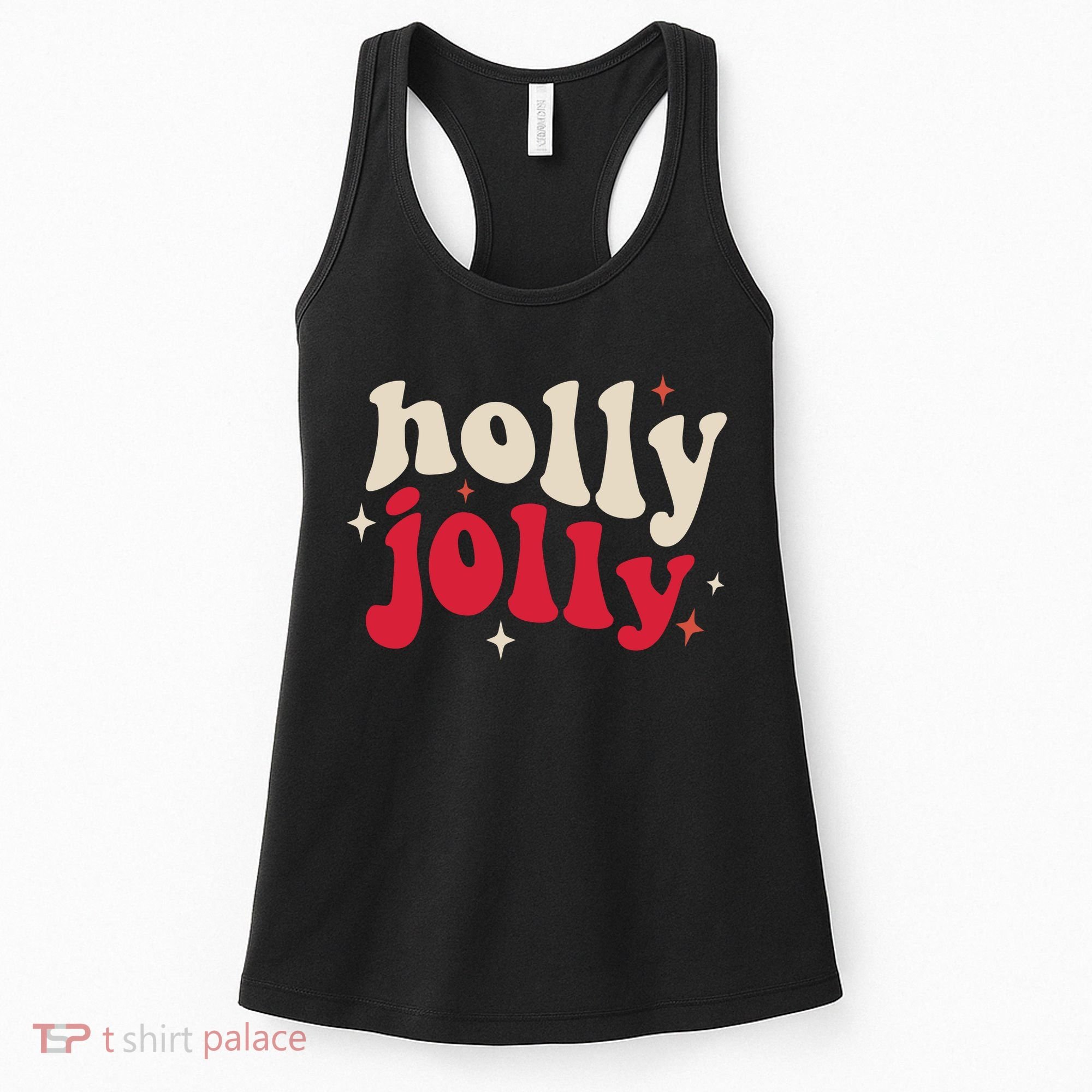 Retro Groovy Have A Holly Xmas Jolly Christmas Gift Funny Xmas Women's Tank Top