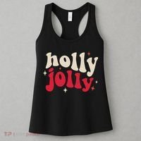 Retro Groovy Have A Holly Xmas Jolly Christmas Gift Funny Xmas Women's Tank Top thumb 3