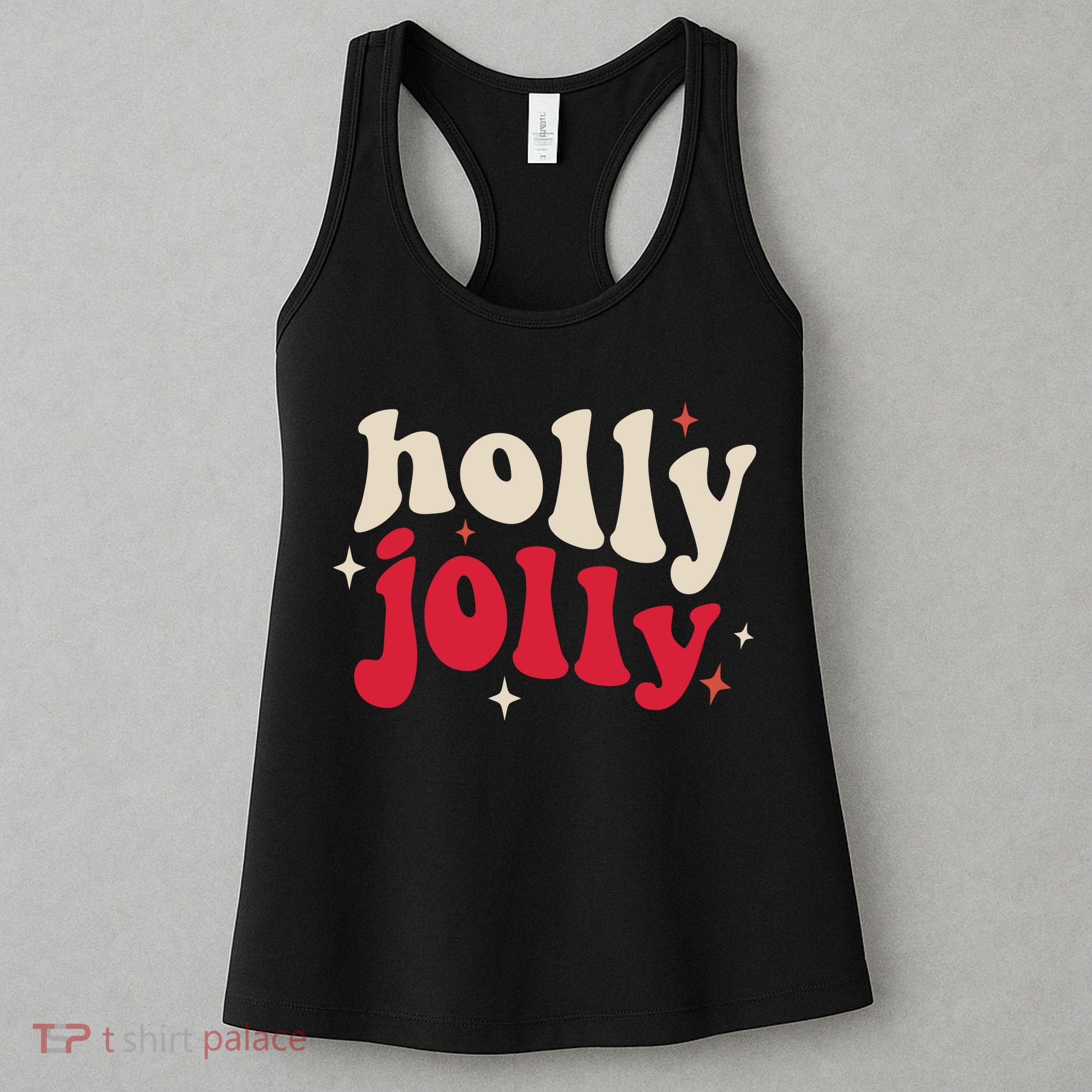 Retro Groovy Have A Holly Xmas Jolly Christmas Gift Funny Xmas Women's Tank Top