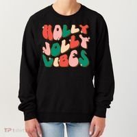 Retro Groovy Holly Xmas Jolly Vibes Christmas For Cool Gift Women's Sweatshirt thumb 0