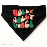 Retro Groovy Holly Xmas Jolly Vibes Christmas For Cool Gift USA-Made Doggie Bandana thumb 0