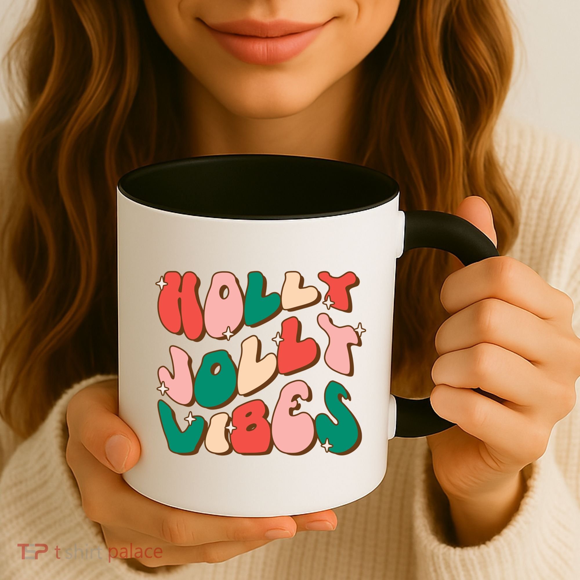 Retro Groovy Holly Xmas Jolly Vibes Christmas For Cool Gift Coffee Mug