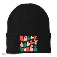 Retro Groovy Holly Xmas Jolly Vibes Christmas For Cool Gift Beanie thumb 0