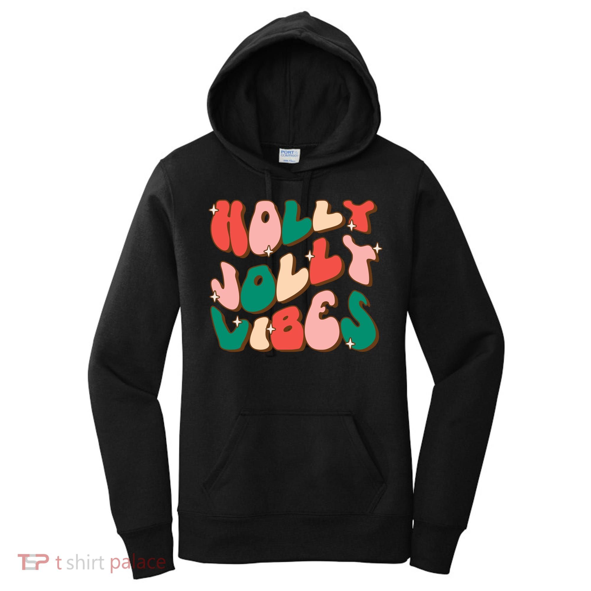 Retro Groovy Holly Xmas Jolly Vibes Christmas For Cool Gift Women's Hoodie