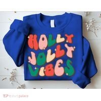 Retro Groovy Holly Xmas Jolly Vibes Christmas For Cool Gift Sweatshirt thumb 2