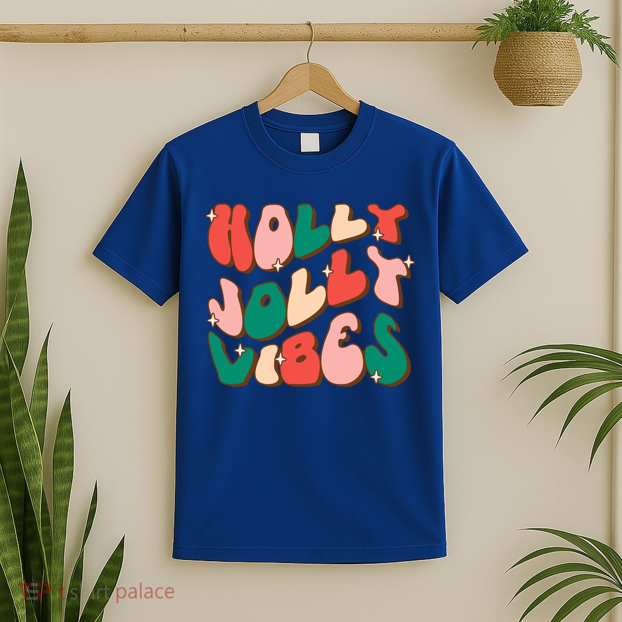 Retro Groovy Holly Xmas Jolly Vibes Christmas For Cool Gift T-Shirt
