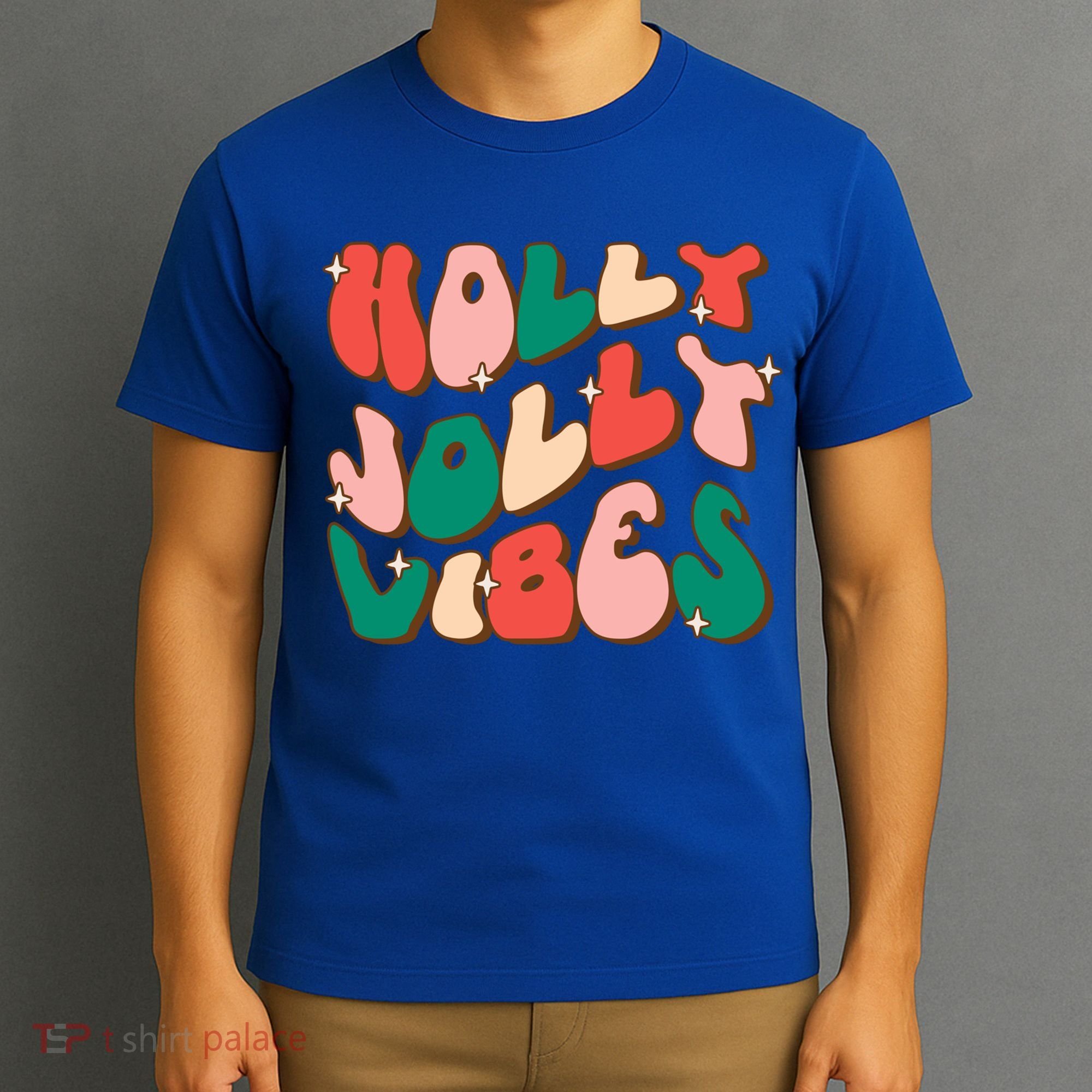 Retro Groovy Holly Xmas Jolly Vibes Christmas For Cool Gift T-Shirt