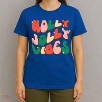 Retro Groovy Holly Xmas Jolly Vibes Christmas For Cool Gift T-Shirt thumb 4