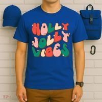 Retro Groovy Holly Xmas Jolly Vibes Christmas For Cool Gift T-Shirt thumb 6