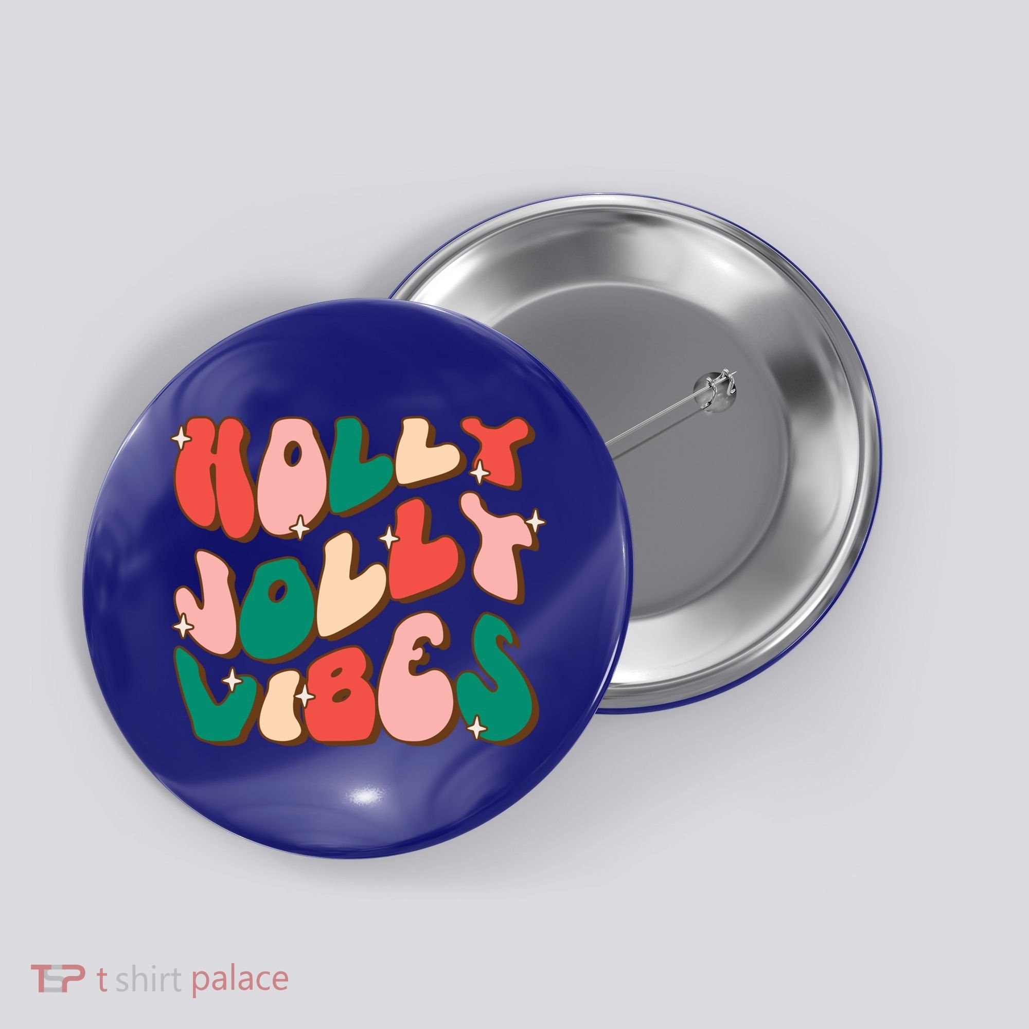 Retro Groovy Holly Xmas Jolly Vibes Christmas For Cool Gift Button
