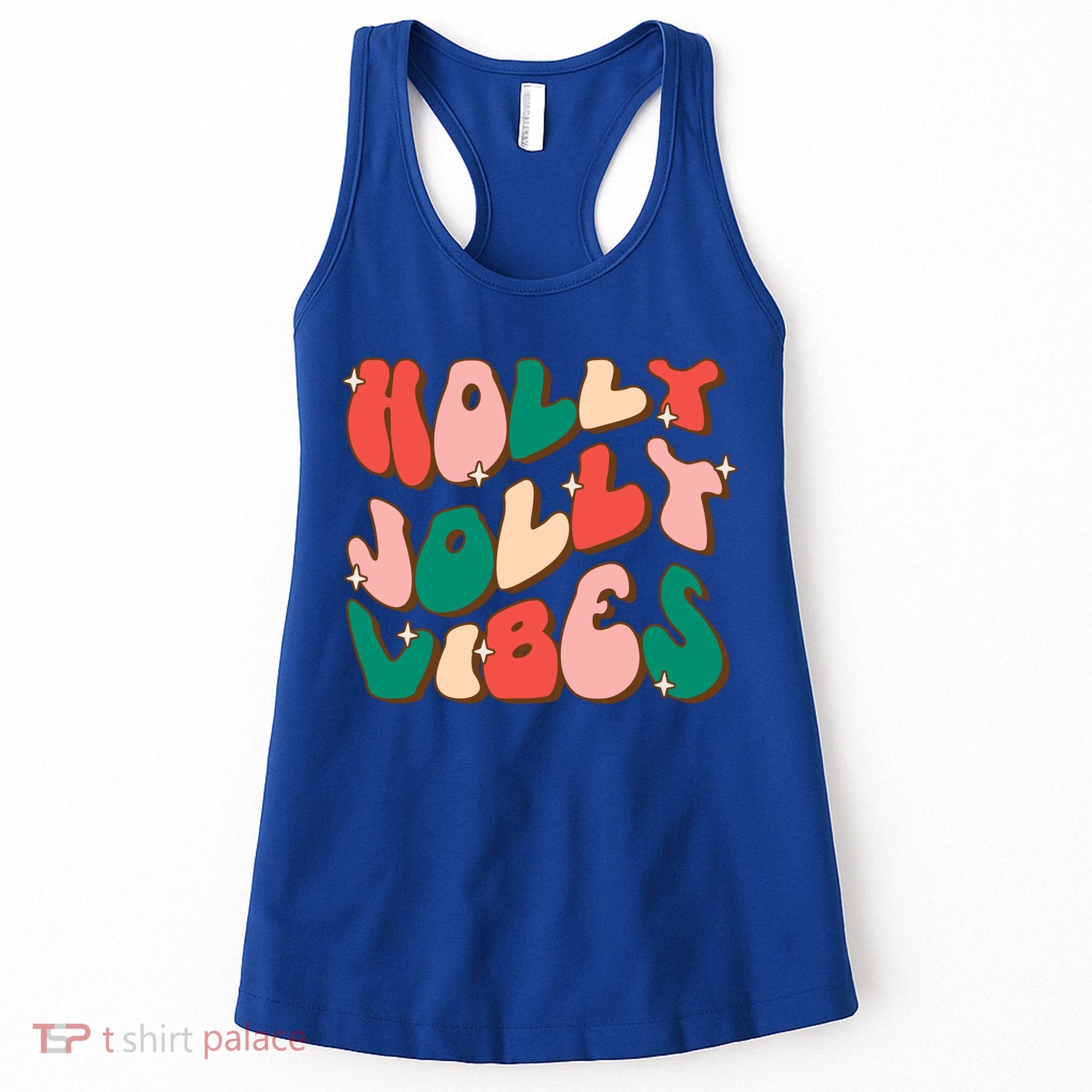 Retro Groovy Holly Xmas Jolly Vibes Christmas For Cool Gift Women's Tank Top