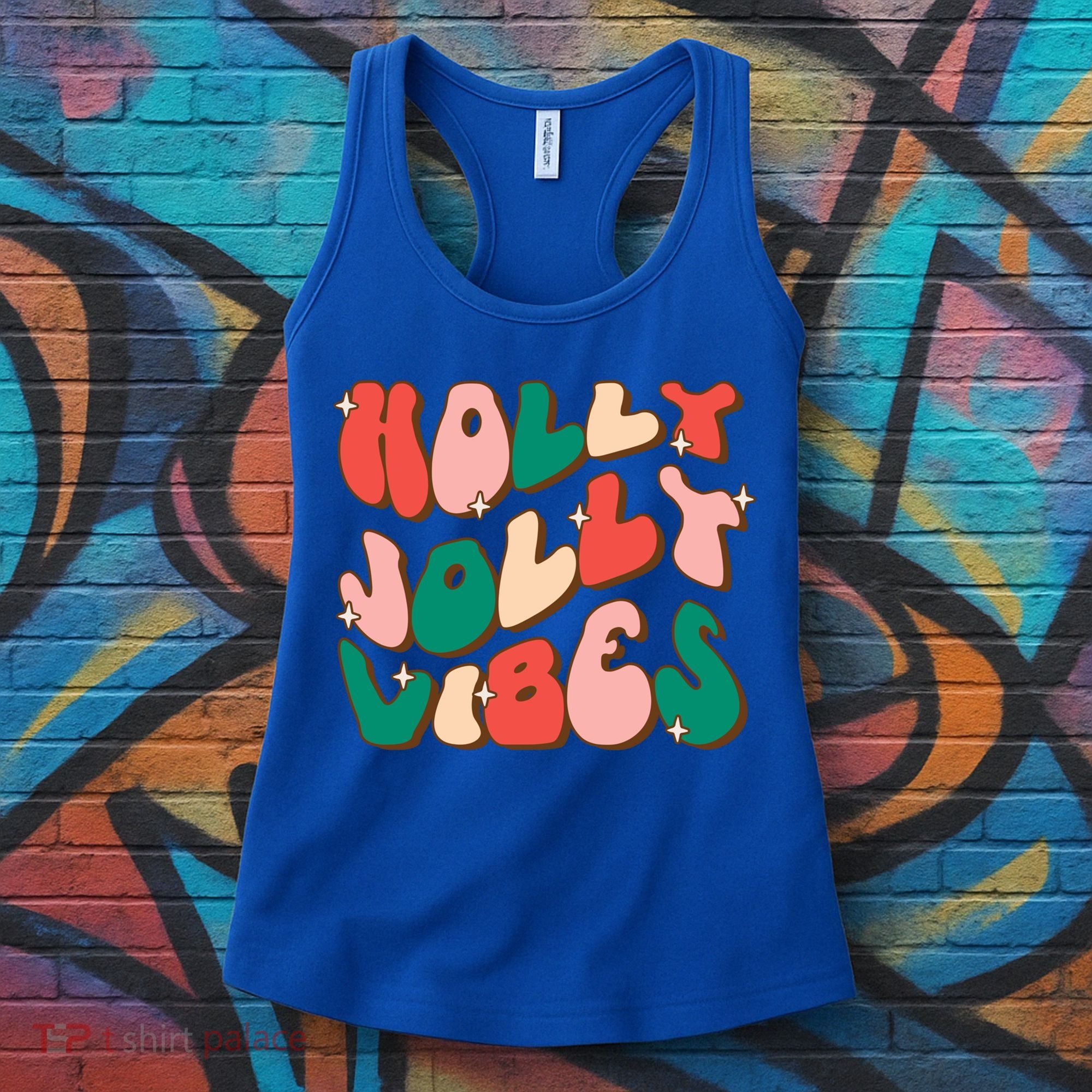 Retro Groovy Holly Xmas Jolly Vibes Christmas For Cool Gift Women's Tank Top