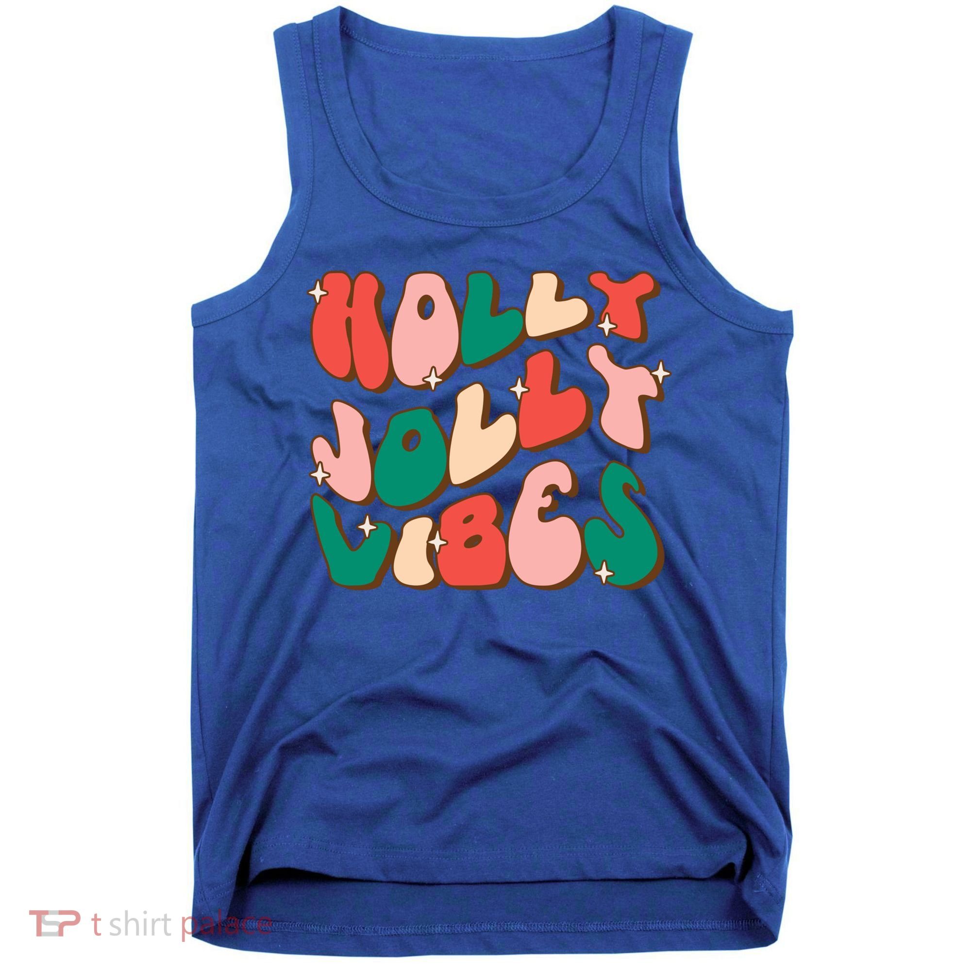 Retro Groovy Holly Xmas Jolly Vibes Christmas For Cool Gift Tank Top