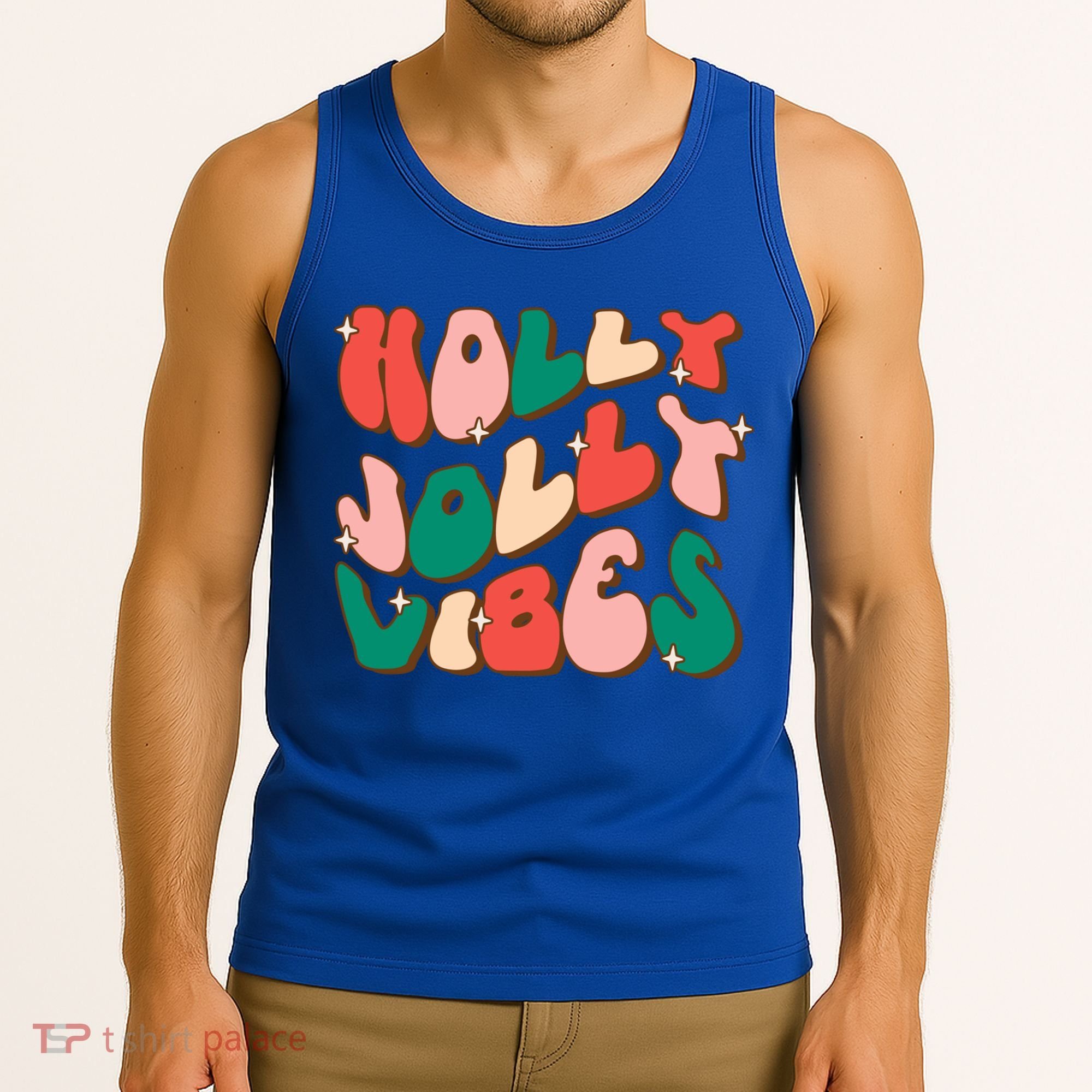 Retro Groovy Holly Xmas Jolly Vibes Christmas For Cool Gift Tank Top