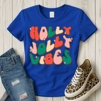 Retro Groovy Holly Xmas Jolly Vibes Christmas For Cool Gift Women's T-Shirt thumb 3