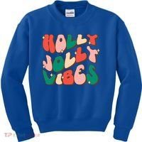 Retro Groovy Holly Xmas Jolly Vibes Christmas For Cool Gift Kids Sweatshirt thumb 0