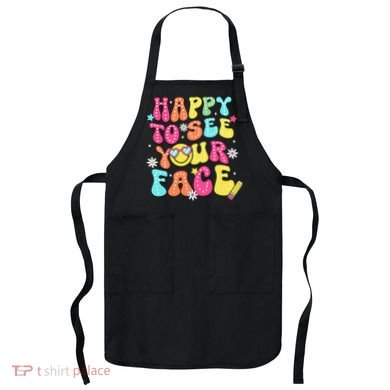 Retro Groovy Happy To See Your Face Back To School Teacher Apron