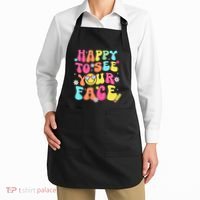 Retro Groovy Happy To See Your Face Back To School Teacher Apron thumb 2