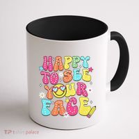 Retro Groovy Happy To See Your Face Back To School Teacher Coffee Mug thumb 1