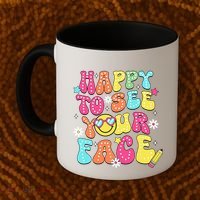 Retro Groovy Happy To See Your Face Back To School Teacher Coffee Mug thumb 2