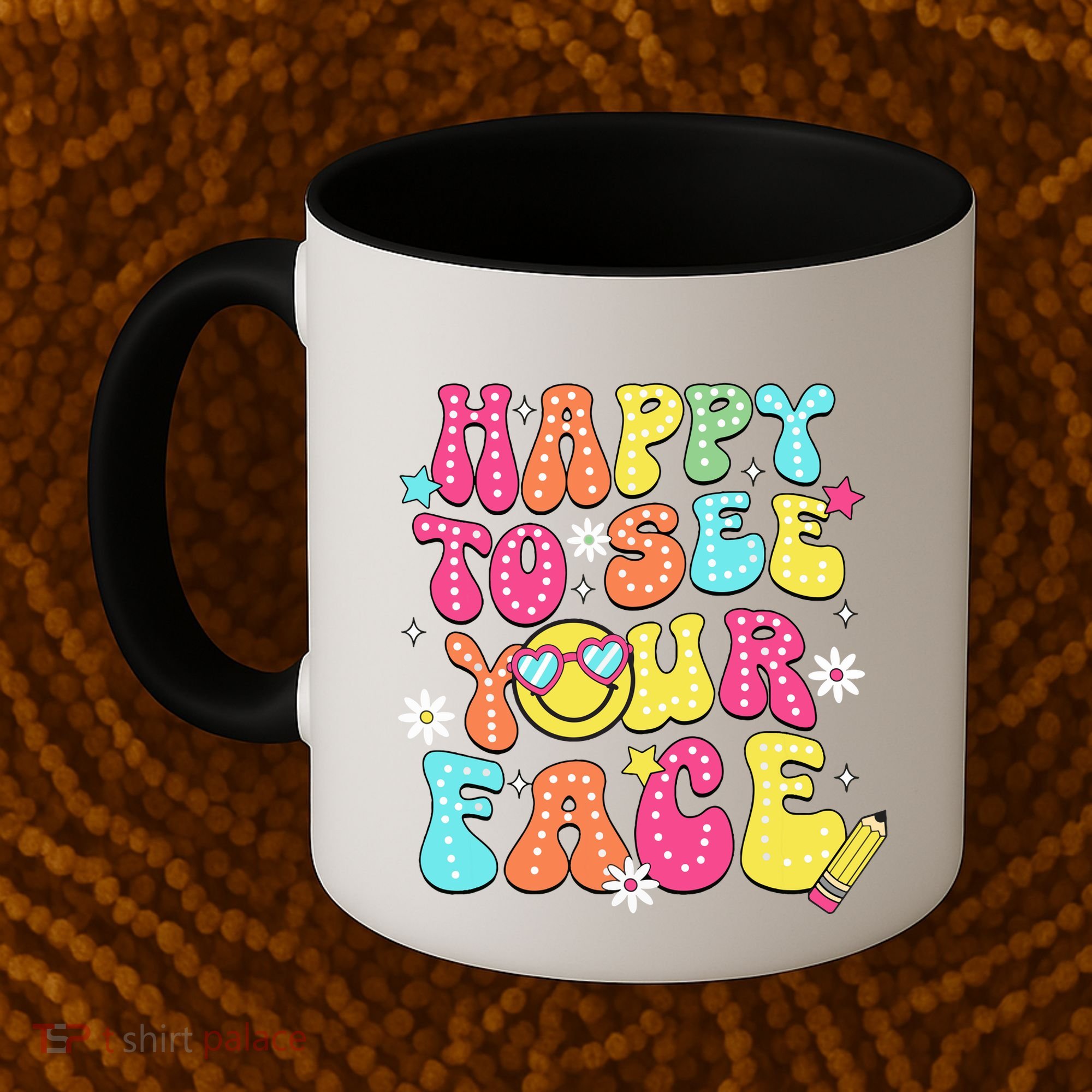 Retro Groovy Happy To See Your Face Back To School Teacher Coffee Mug