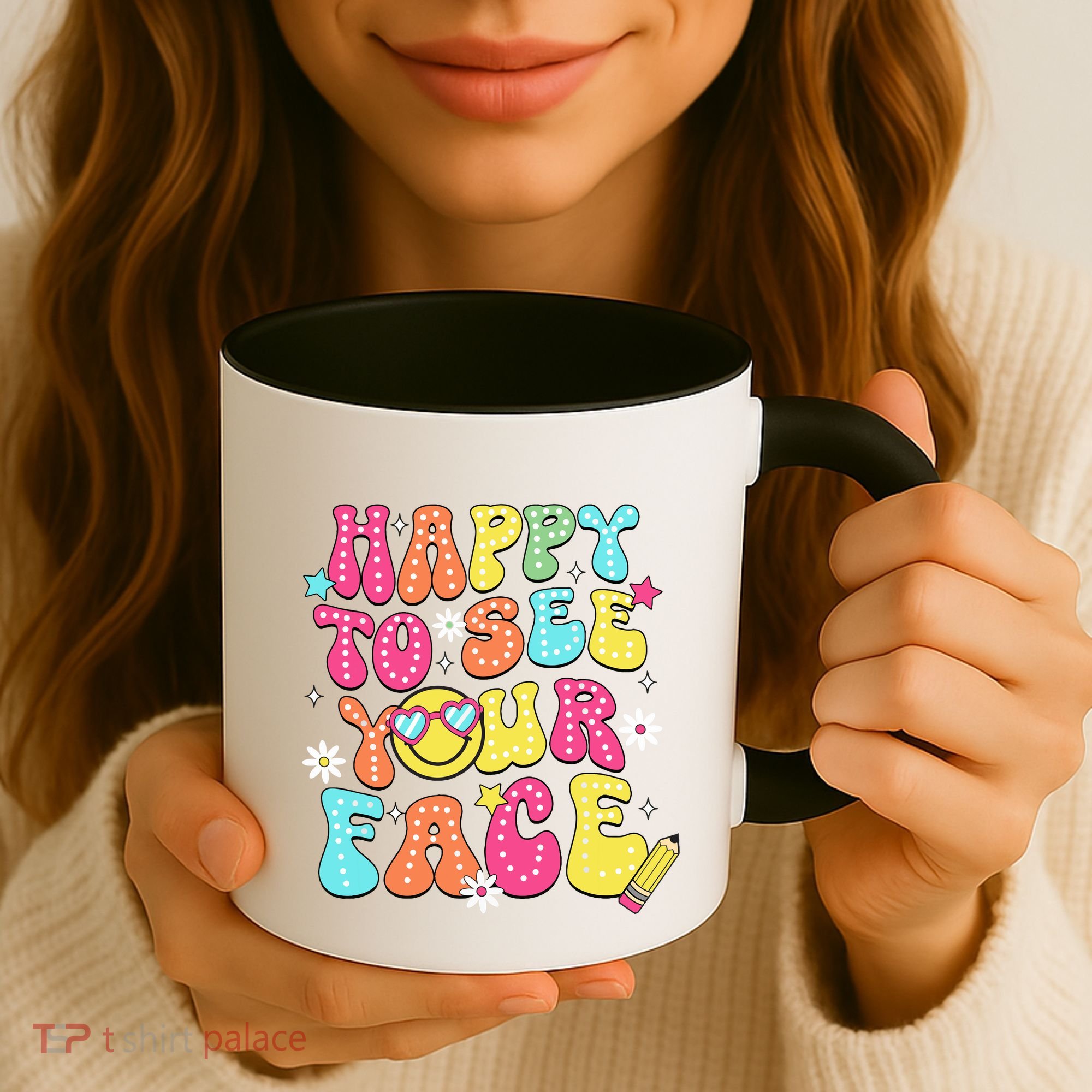 Retro Groovy Happy To See Your Face Back To School Teacher Coffee Mug