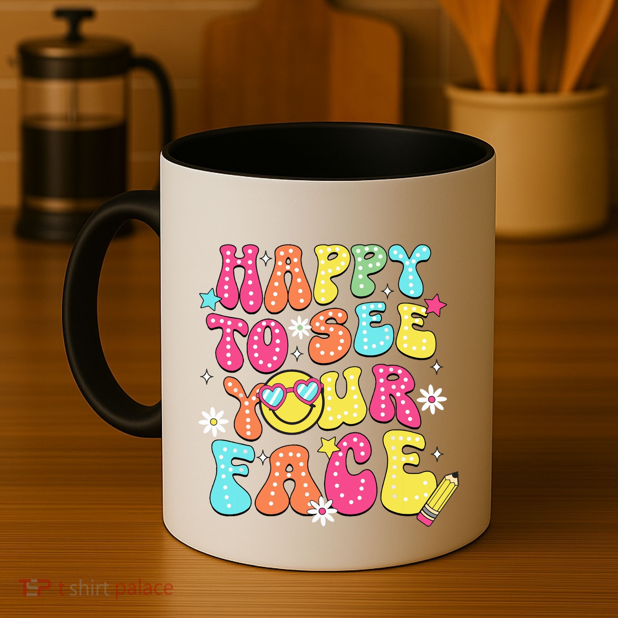 Retro Groovy Happy To See Your Face Back To School Teacher Coffee Mug