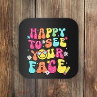 Retro Groovy Happy To See Your Face Back To School Teacher Coaster thumb 0