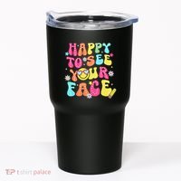Retro Groovy Happy To See Your Face Back To School Teacher Tumbler thumb 0