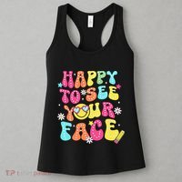 Retro Groovy Happy To See Your Face Back To School Teacher Women's Tank Top thumb 3