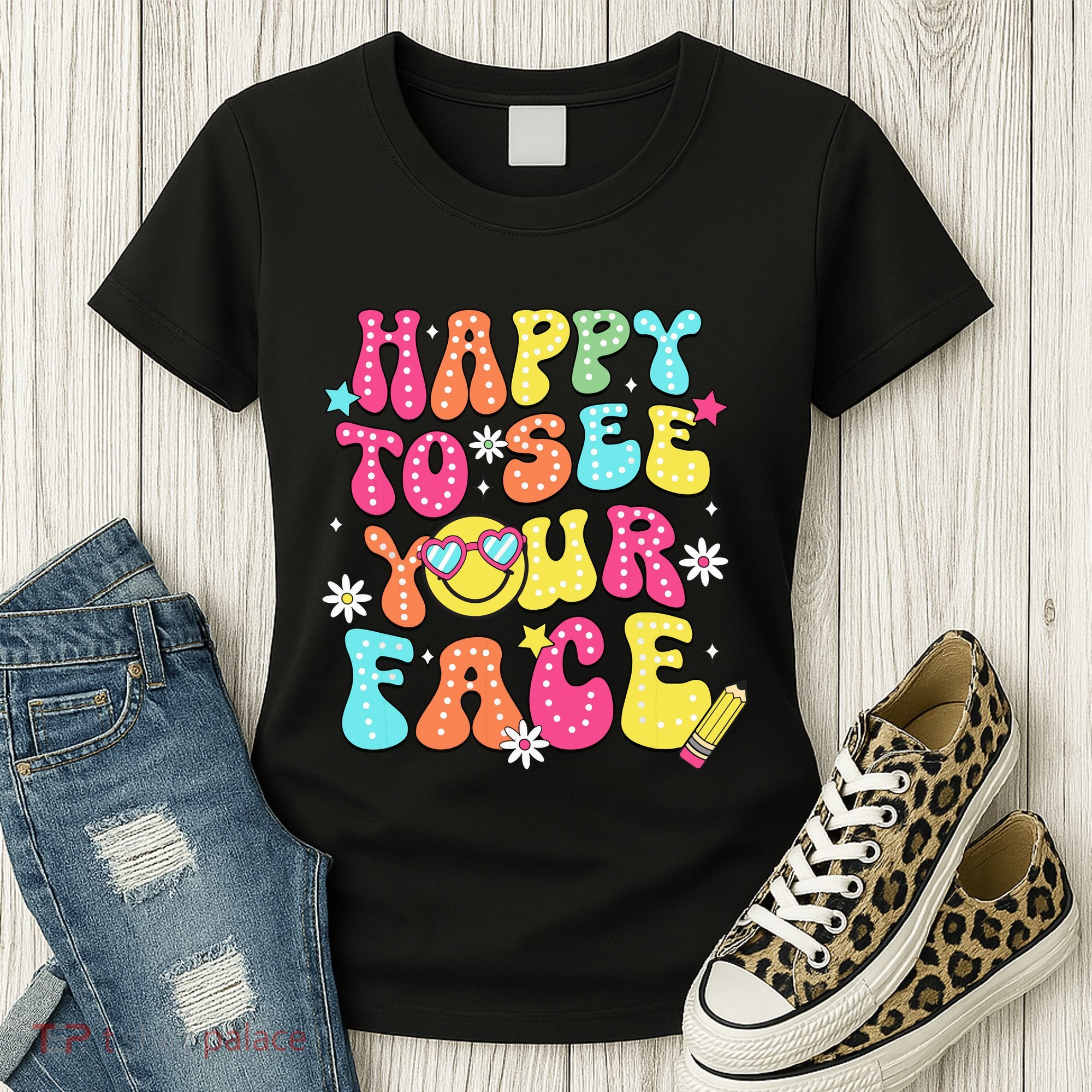 Retro Groovy Happy To See Your Face Back To School Teacher Women's T-Shirt