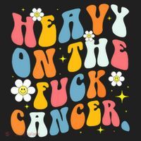 Retro Groovy Heavy On The Fuck Cancer Distressed Awareness Beanie thumb 2