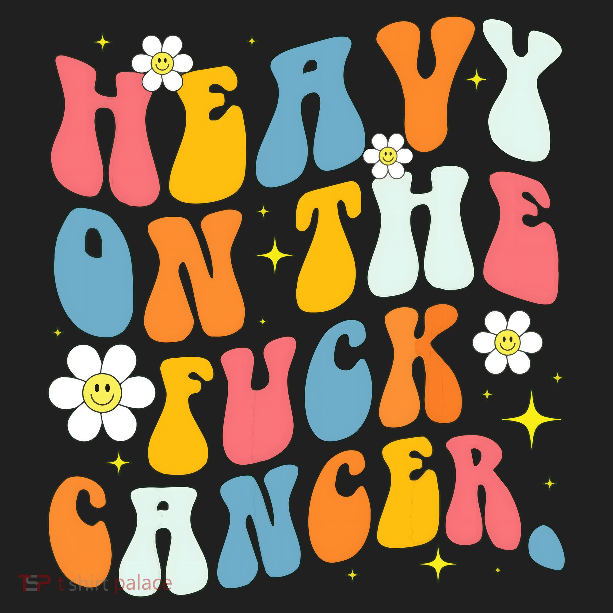 Retro Groovy Heavy On The Fuck Cancer Distressed Awareness Beanie