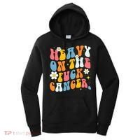 Retro Groovy Heavy On The Fuck Cancer Distressed Awareness Women's Hoodie thumb 0