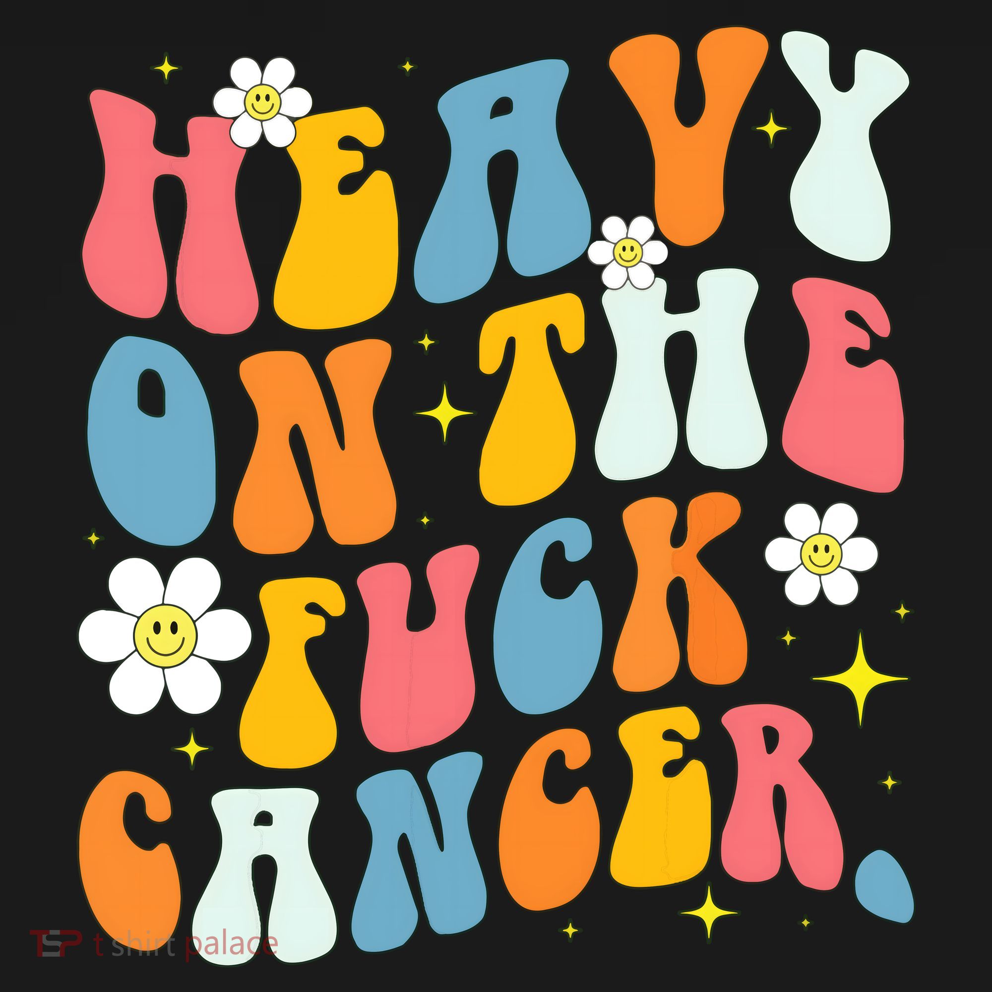 Retro Groovy Heavy On The Fuck Cancer Distressed Awareness Women's Hoodie