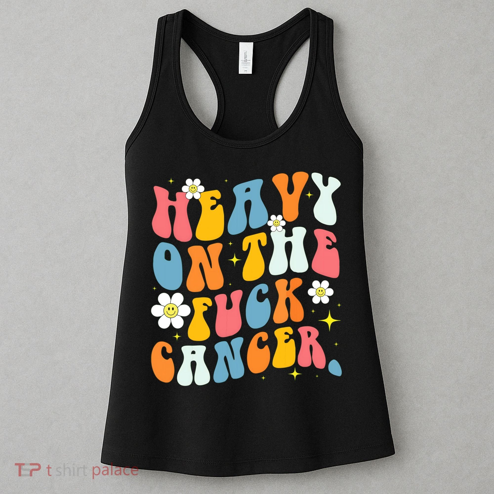 Retro Groovy Heavy On The Fuck Cancer Distressed Awareness Women's Tank Top