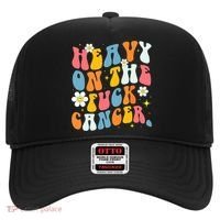 Retro Groovy Heavy On The Fuck Cancer Distressed Awareness Hat thumb 0