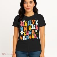 Retro Groovy Heavy On The Fuck Cancer Distressed Awareness Women's T-Shirt thumb 4