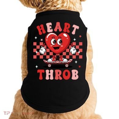 Retro Groovy Heart Throb Valentines Day Doggie Tank