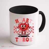 Retro Groovy Heart Throb Valentines Day Coffee Mug thumb 1