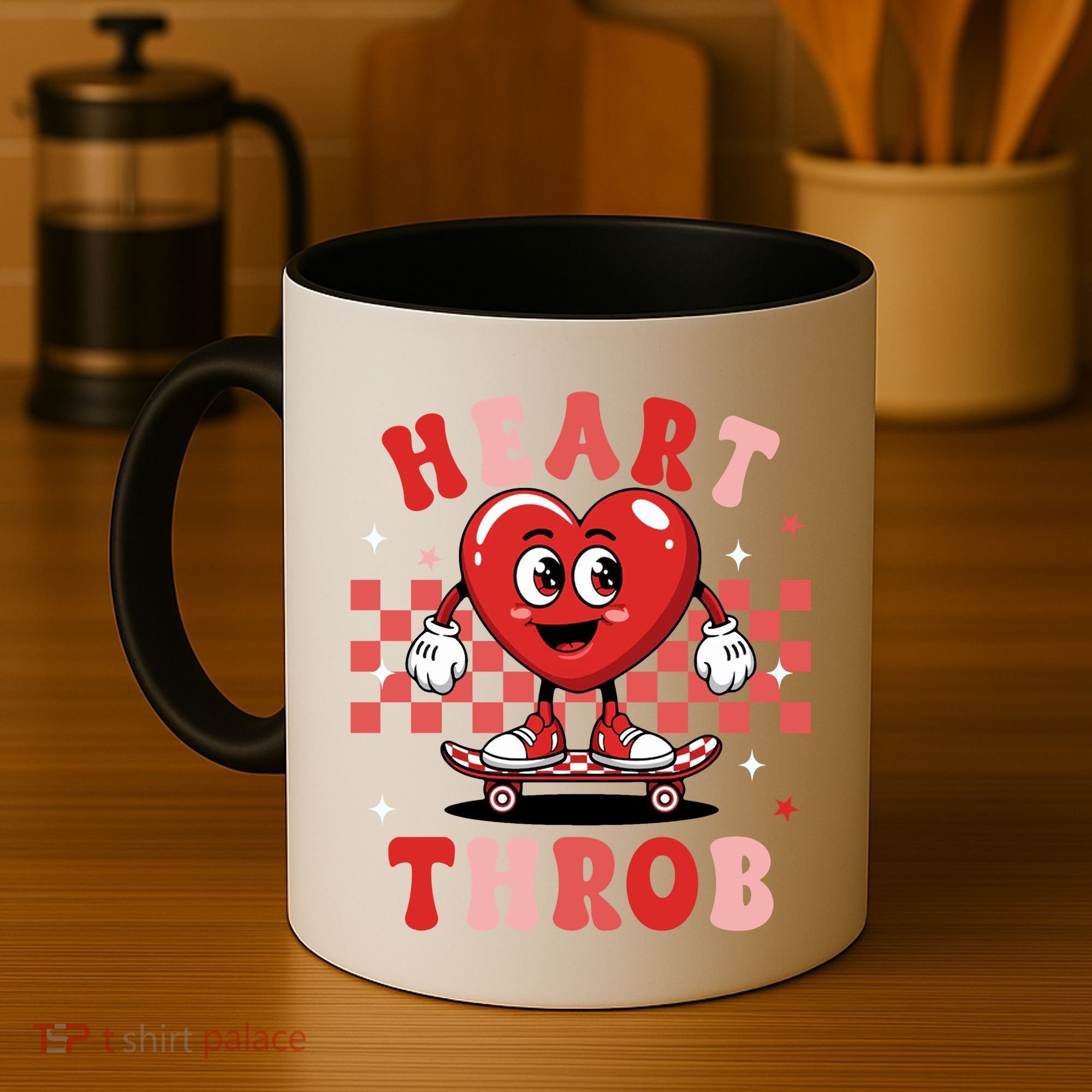 Retro Groovy Heart Throb Valentines Day Coffee Mug