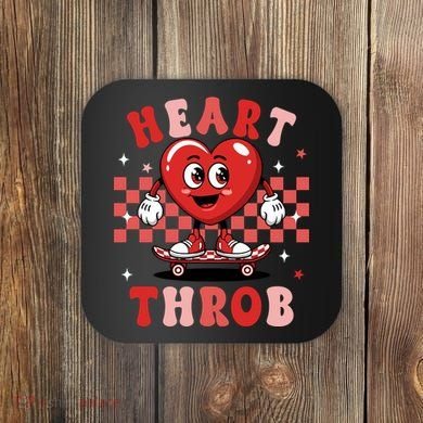 Retro Groovy Heart Throb Valentines Day Coaster