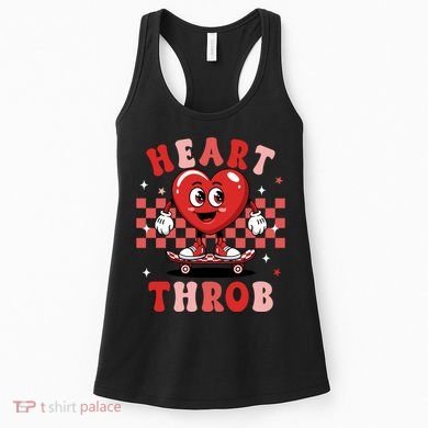 Retro Groovy Heart Throb Valentines Day Women's Tank Top