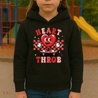 Retro Groovy Heart Throb Valentines Day Kids Hoodie thumb 3