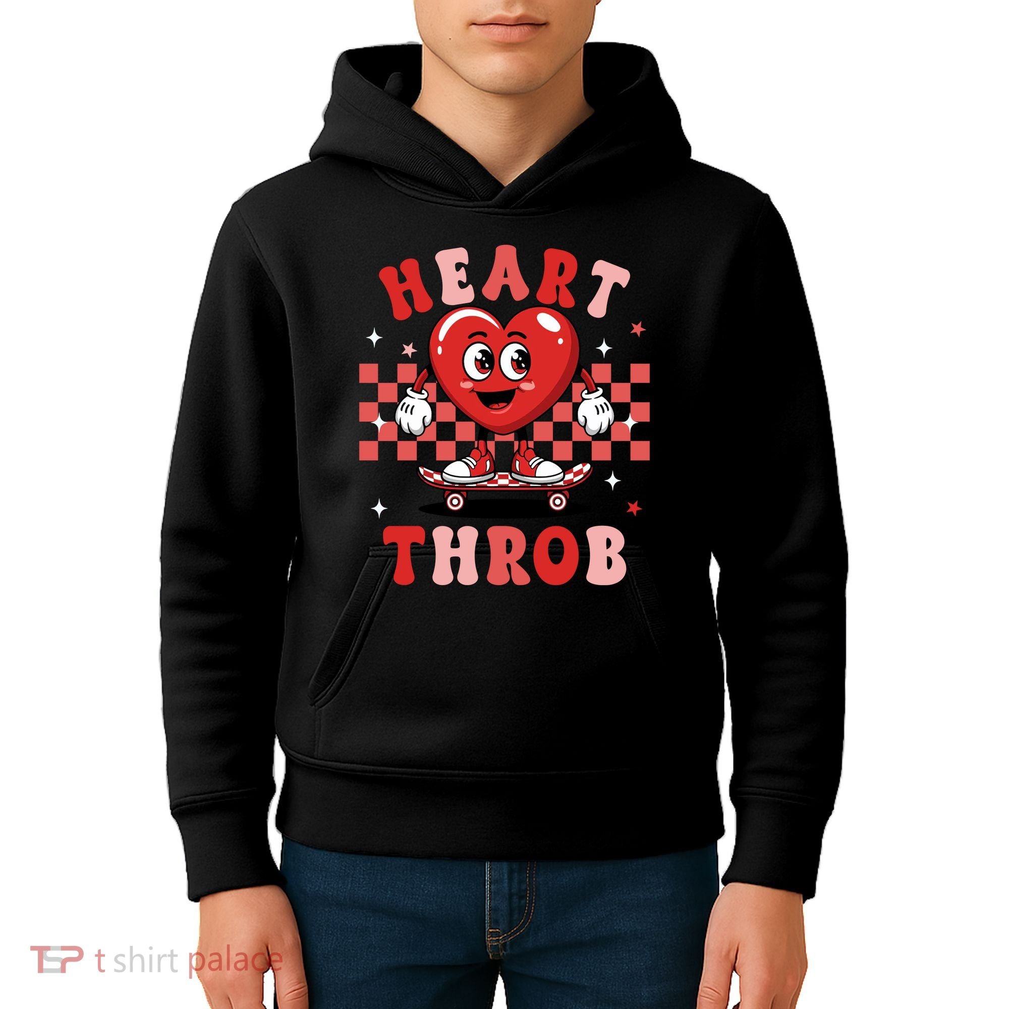 Retro Groovy Heart Throb Valentines Day Kids Hoodie