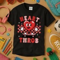 Retro Groovy Heart Throb Valentines Day Kids T-Shirt thumb 3