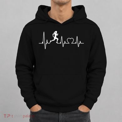 Running Girl Heartbeat 5k Marathon Female Athlete Runner Hoodie