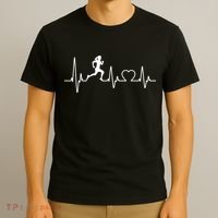 Running Girl Heartbeat 5k Marathon Female Athlete Runner T-Shirt thumb 3